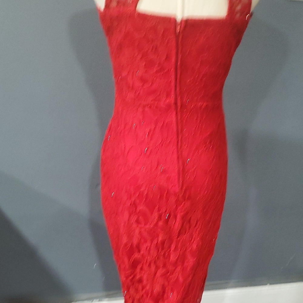 City Triangles Elegant Red Lace Maxi Dress - Picture 7 of 16
